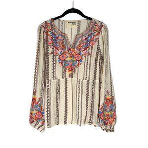 Savanna Jane Embroidered Long Sleeve Blouse S Western Floral